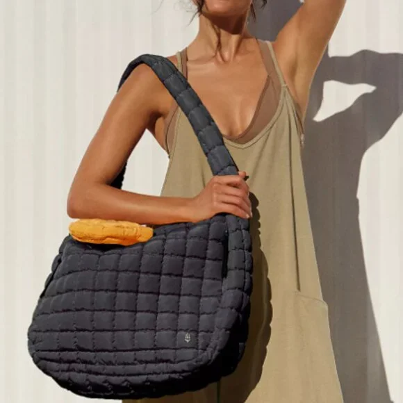 NWT Free People Movement Quilted Carryall Tote Bag Electric Orange - Picture 9 of 9